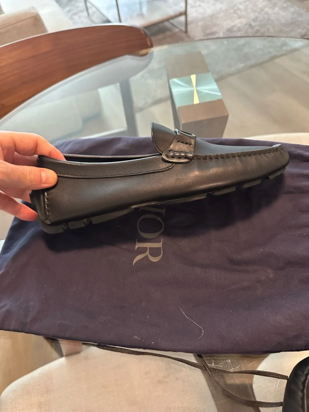 Dior Black Leather Men’s Slip-On Loafers with CD Hardware - Picture 5 of 9